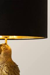 ValueLights Tuki Toucan Velvet Metallic Drum Lamp Shade Bronze Table Lamp & Bulb in Black - thumbnail 4