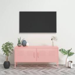 Berkfield Home TV Cabinet Pink 105x35x50 cm Steel - Size: 105 x 35 x 50 cm - thumbnail 2