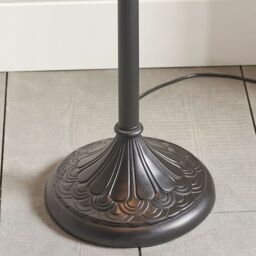 Loops 1.5m Tiffany Twin Floor Lamp Dark Bronze & Retro Stained Glass Shade i00006 in Clear - thumbnail 4
