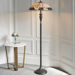 Loops 1.5m Tiffany Twin Floor Lamp Dark Bronze & Retro Stained Glass Shade i00006 in Clear - thumbnail 5
