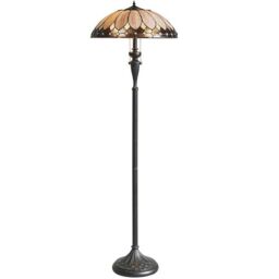 Loops 1.5m Tiffany Twin Floor Lamp Dark Bronze & Retro Stained Glass Shade i00006 in Clear