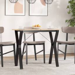 Berkfield Home Dining Table Legs Y-Frame 80x40x73 cm Steel in Black - Size: 80 x 40 x 73 cm - thumbnail 2