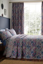Dreams & Drapes 'Bessie' Ditsy Floral Print Quilted Bedspread in Navy - thumbnail 1