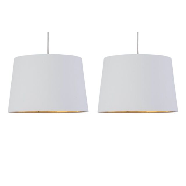 First Choice Lighting Set of 2 Zoey - White with Gold Inner Easy Fit Pendant or Lamp Shades - image 1