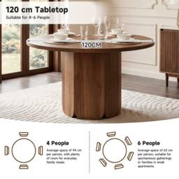ModernLuxe Modern round dining table for 4-6 people with wood design in Walnut - thumbnail 8