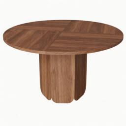 ModernLuxe Modern round dining table for 4-6 people with wood design in Walnut - thumbnail 5
