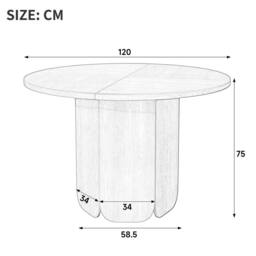 ModernLuxe Modern round dining table for 4-6 people with wood design in Walnut - thumbnail 6