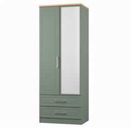 Ready Assembled 2 U Norfolk Tall 2 Door 2drw Mirrored Wardrobe (Ready Assembled) in Pale Green - thumbnail 3