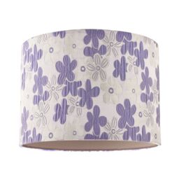 Happy Homewares Chic Floral Round Drum Fabric Lamp Shade with Lilac & White Daisies - Size: 10 inches - thumbnail 1