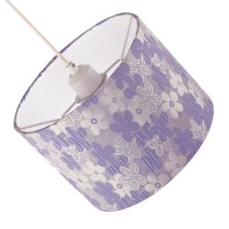 Happy Homewares Chic Floral Round Drum Fabric Lamp Shade with Lilac & White Daisies - Size: 10 inches - thumbnail 5