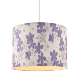 Happy Homewares Chic Floral Round Drum Fabric Lamp Shade with Lilac & White Daisies - Size: 10 inches - thumbnail 2