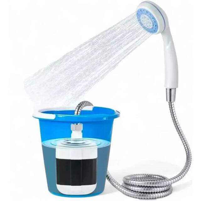 VOGREX Stainless Pipe Portable USB Rechargeable Electric Shower Pump in Silver