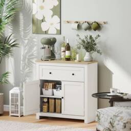 Wyld Haus Viso Cream White Sideboard with Drawer & Adjustable Shelf - thumbnail 3