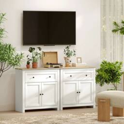 Wyld Haus Viso Cream White Sideboard with Drawer & Adjustable Shelf - thumbnail 9