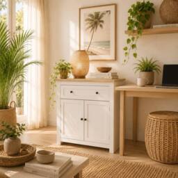 Wyld Haus Viso Cream White Sideboard with Drawer & Adjustable Shelf