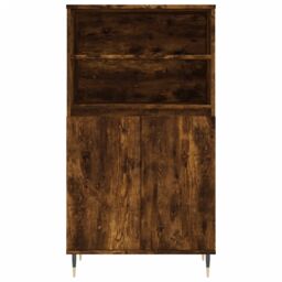 Berkfield Home Highboard Smoked Oak 60x36x110 cm Engineered Wood in Brown - Size: 60 x 36 x 110 cm - thumbnail 6