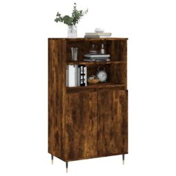 Berkfield Home Highboard Smoked Oak 60x36x110 cm Engineered Wood in Brown - Size: 60 x 36 x 110 cm - thumbnail 3