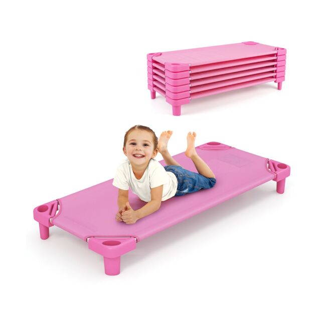 Gymax 6 PCS Daycare Cot Toddler Stackable Daycare Rest Mat Detachable Cloth in Pink - image 1