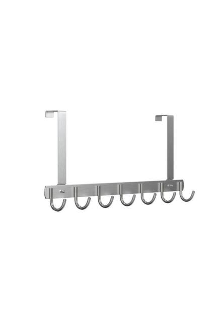 KDMD Stainless Steel Over Door Towel Rack Hooks 7 Hooks Non Slip in Silver - image 1