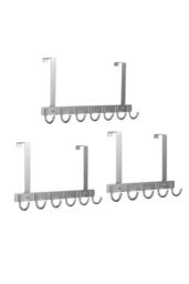 KDMD Stainless Steel Over Door Towel Rack Hooks 7 Hooks Non Slip in Silver - thumbnail 3