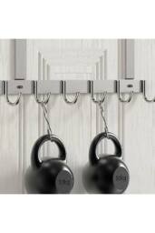 KDMD Stainless Steel Over Door Towel Rack Hooks 7 Hooks Non Slip in Silver - thumbnail 6