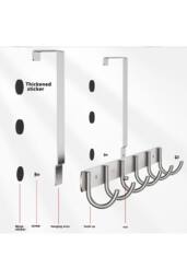 KDMD Stainless Steel Over Door Towel Rack Hooks 7 Hooks Non Slip in Silver - thumbnail 7