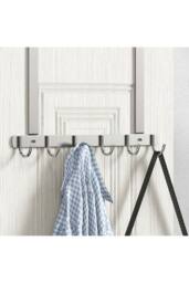 KDMD Stainless Steel Over Door Towel Rack Hooks 7 Hooks Non Slip in Silver - thumbnail 8