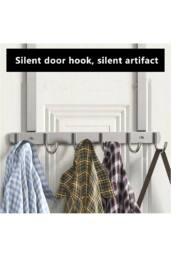 KDMD Stainless Steel Over Door Towel Rack Hooks 7 Hooks Non Slip in Silver - thumbnail 5