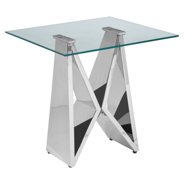 Orsina Modern Design Wing Base End Table, Wing Base Design Metal End Table in Silver - image 1