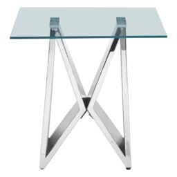 Orsina Modern Design Wing Base End Table, Wing Base Design Metal End Table in Silver - thumbnail 2