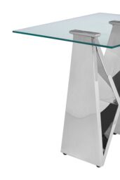Orsina Modern Design Wing Base End Table, Wing Base Design Metal End Table in Silver - thumbnail 3