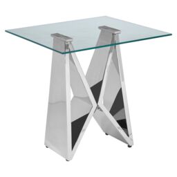 Orsina Modern Design Wing Base End Table, Wing Base Design Metal End Table in Silver