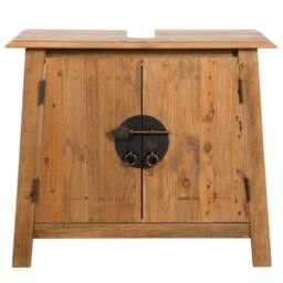 Berkfield Home Bathroom Vanity Cabinet Solid Pinewood 70x32x63 cm in Brown - Size: 70 x 32 x 63 cm - thumbnail 2