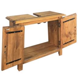 Berkfield Home Bathroom Vanity Cabinet Solid Pinewood 70x32x63 cm in Brown - Size: 70 x 32 x 63 cm - thumbnail 4
