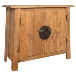 Berkfield Home Bathroom Vanity Cabinet Solid Pinewood 70x32x63 cm in Brown - Size: 70 x 32 x 63 cm - thumbnail 3