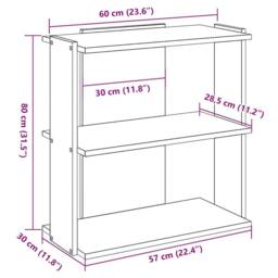 Berkfield Home Elegant Bookcase 3-Tier Artisan Oak 60x30x80 cm Engineered Wood in Brown - Size: 60 x 30 x 80 cm - thumbnail 9