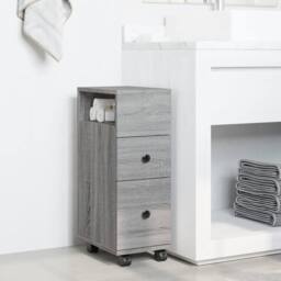 Berkfield Home Narrow Bathroom Cabinet with Wheels Grey Sonoma Engineered Wood