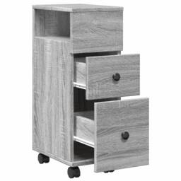 Berkfield Home Narrow Bathroom Cabinet with Wheels Grey Sonoma Engineered Wood - thumbnail 7