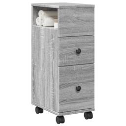 Berkfield Home Narrow Bathroom Cabinet with Wheels Grey Sonoma Engineered Wood - thumbnail 2