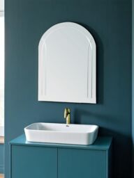 Showerdrape Soho Arched Oval Wall Mounted Frameless Diamond Cut Bathroom Mirror 60 x 45cm in Silver - Size: 60 x 45 cm - thumbnail 1