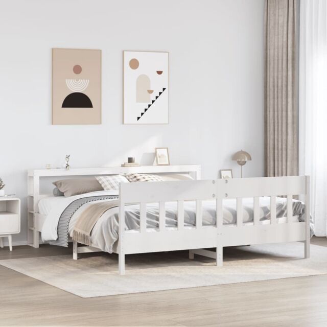 Berkfield Home Bed Frame without Mattress White 180x200 cm Super King Solid Wood Pine - image 1