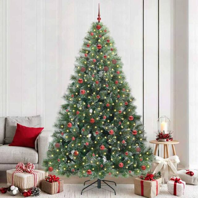 Berkfield Home Artificial Christmas Tree with 300 LEDs Green 240 cm PE & PVC - image 1