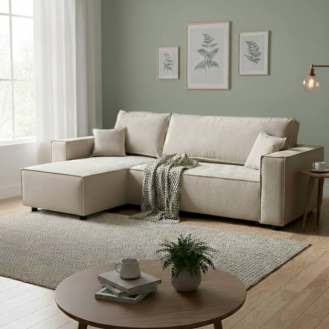 Artemis Home Darby Reversible Corner Sofa with Sofa Bed in Beige - Size: 3 Seater - image 1