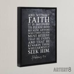"Artery8 Hebrews 11 6 Without Faith It Is Bible Quote Framed Canvas Wall Art Print in Grey - Size: W12"" x H16""" - thumbnail 2