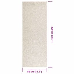 Berkfield Home Rug ZIZUR Cream 80x200 cm Jute Look Indoor & Outdoor - Size: Medium - thumbnail 9