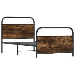 Berkfield Home Bed Frame Without Mattress 90x190 cm Single Smoked Oak Engineered Wood in Brown - thumbnail 3
