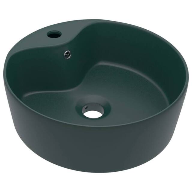 Berkfield Home Luxury Wash Basin with Overflow Matt Dark Green 36x13 cm Ceramic - image 1