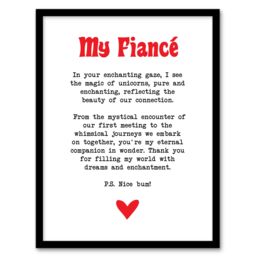 "Artery8 Love Poem Unicorn Magic Fiancé Romantic Poetry Framed Art Print in White - Size: W12"" x H16""" - thumbnail 1
