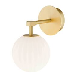 Netlighting Paloma Right Angle Wall Lamp Opal Matt (Fluted) Brushed Brass in White - thumbnail 2