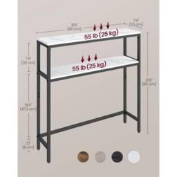 FORGEVIO Console Table, 2-Tier Slim Sofa 80W, Marble White + Ink Black - thumbnail 2